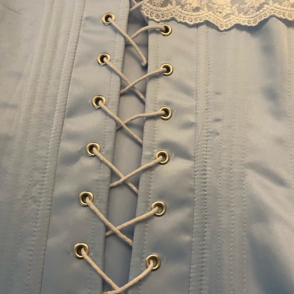 Nwot Daizbella Blue Corset Medieval Renaissance Lace Up Satin XL Vintage Style - Picture 3 of 7